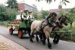 Das Gespann auf dem Weg zum Festumzug des Heimatfestes 1993 zur 775 Jahrfeier von Frauenstein.